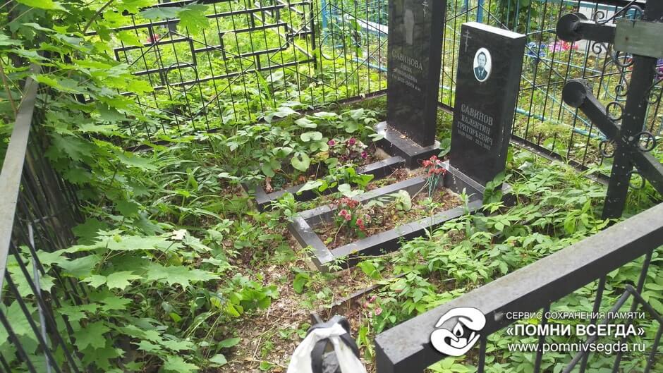 Два гранитных памятника на участке с зарослями до укладки брусчатки